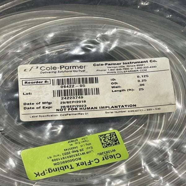 Cole-Parmer Tubing PVC 1/8 in. ID x 1/4 in. OD 25 ft of Tubing Other Cole-Parmer