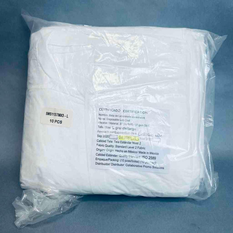 Collaborative Promo Solution SMS Level 2 Lab Coat Large White 30 Coats Lab Coats Collaborative Promo Solutions