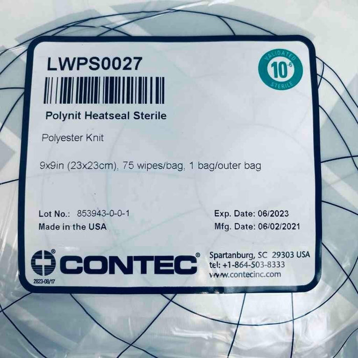 Contec Sterile Polynit Heatseal Cleanroom Wipe 9 x 9 in. Total of 750 Wipes Cleanroom Equipment Contec