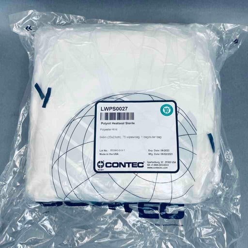 Contec Sterile Polynit Heatseal Cleanroom Wipe 9 x 9 in. Total of 750 Wipes Cleanroom Equipment Contec