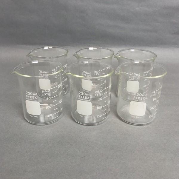 Corning 1000-250 Beaker 250 ml Glass Total of 6 Beakers Corning