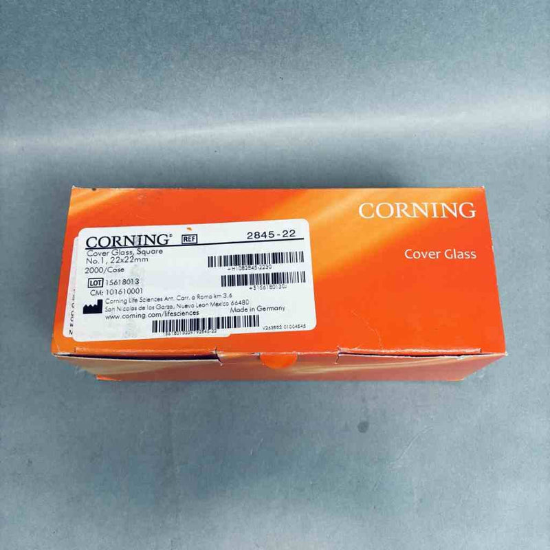 Corning 2845-22 Cover Glass Square No. 1 22x22 mm 0.13-0.16 mm Thickness - Case of 1800 Microscope Slides & Slide Covers Corning