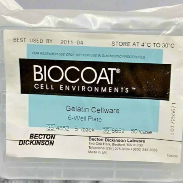 Corning 354652 Microplate Gelatin 6 Well Flat Bottom with Lid Pack of 5 Plates Lab Consumables::Storage and Culture Plates BioCoat