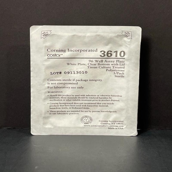 Corning 3610 Microplate 96 Well with Lid PS 33 Individually Sealed Plates Lab Consumables::Storage and Culture Plates Corning