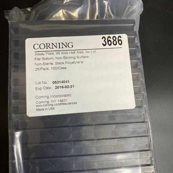 Corning 3686 Assay Plates 96 Well Black PS Pack of 25 Plates Lab Consumables::Storage and Culture Plates Corning