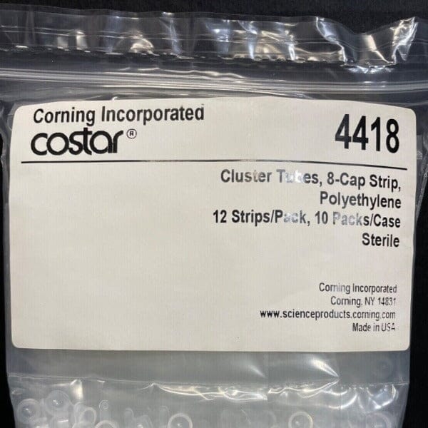 Corning 8 Cap Strip for 1.2 ml Tube Strips Total of 240 Strips Lab Consumables::Tubes, Vials, and Flasks Corning