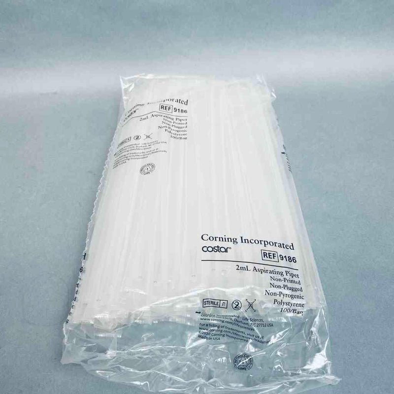 Corning 9186 Aspirating Pipet 2 ml Polystyrene Individually Wrapped Case of 1000 Pipets Pipets & Pipette Tips Corning
