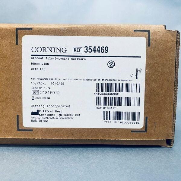 Corning BioCoat Poly-D-Lysine Cellware 100 mm Dish with Lid Case of 10 Dishes Petri Dishes/Culture Plates Corning