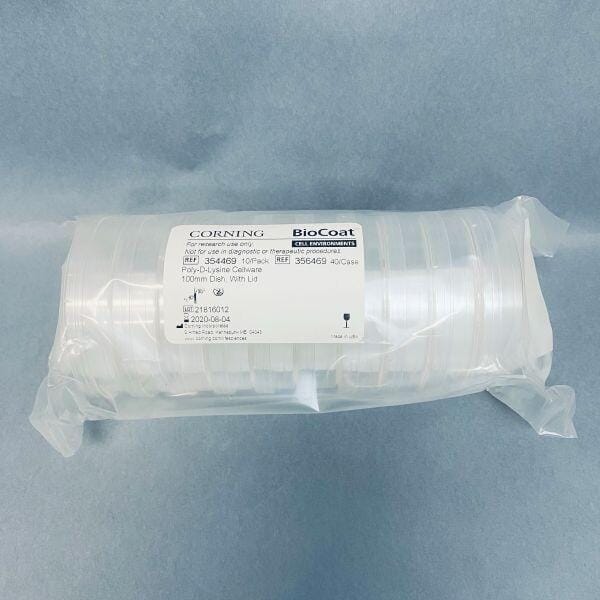 Corning BioCoat Poly-D-Lysine Cellware 100 mm Dish with Lid Case of 10 Dishes Petri Dishes/Culture Plates Corning