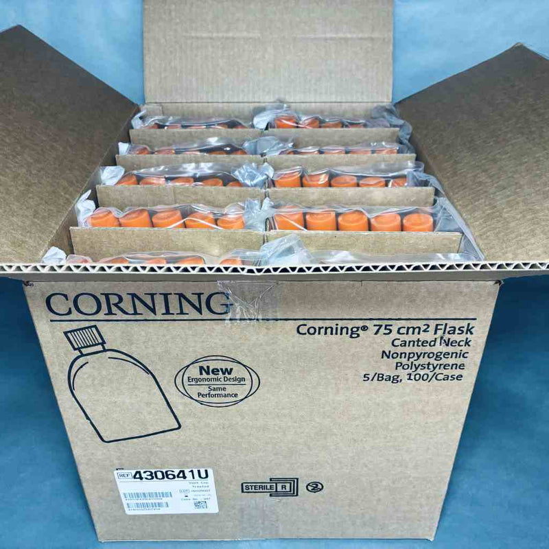Corning Cell Culture Flask 75 cm2 Canted Neck T-75 with Vent Cap Case of 100 Flasks Lab Culture Flask Corning