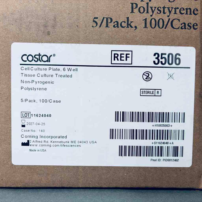 Corning Cell Culture Plate 6-Well TC Treated Case of 100 Plates Petri Dishes/Culture Plates Corning
