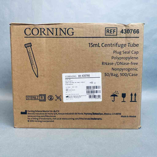 Corning Centrifuge Tube 15 ml Plug Seal Cap Polypropylene Case of 500 Tubes Centrifuge Tubes Corning