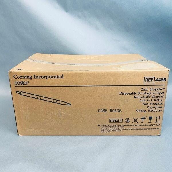 Corning Costar Serological Pipet 2 ml Stripette Polystyrene Case of 1000 Pipets Pipets & Pipette Tips Corning