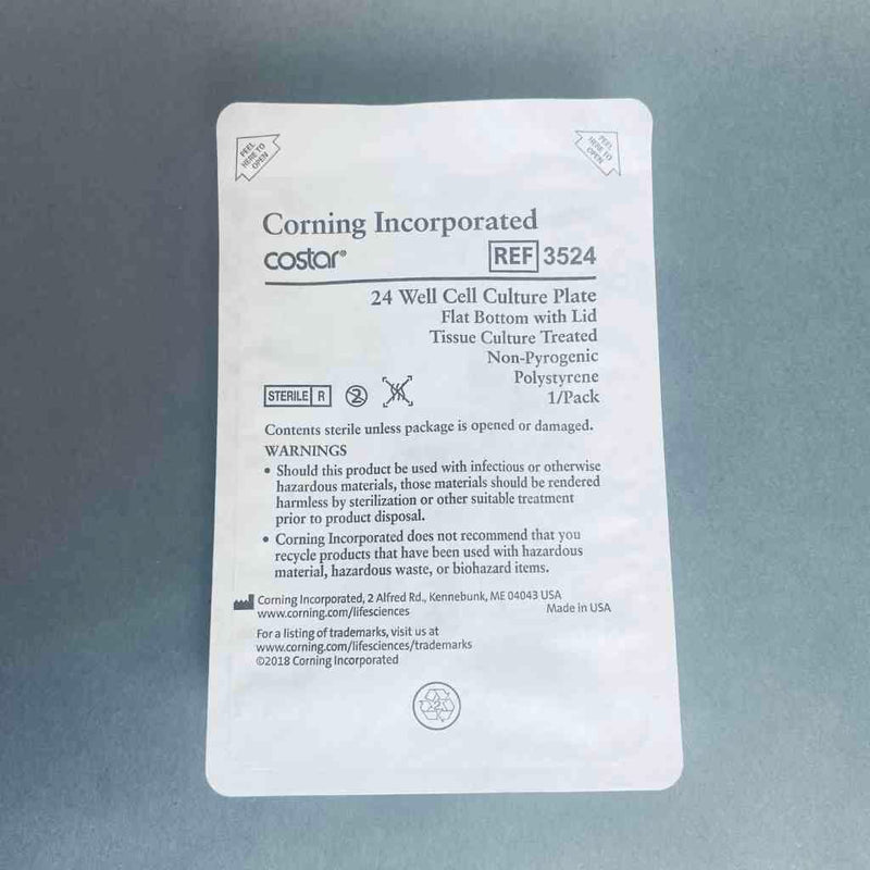 Corning Costar TC-Treated 24 Well Microplate Flat Bottom Sterile Case of 100 Plates Petri Dishes/Culture Plates Corning