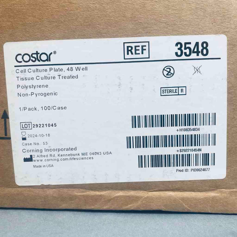 Corning Costar TC-Treated 48 Well Microplate Flat Bottom Sterile Case of 100 Plates Petri Dishes/Culture Plates Corning