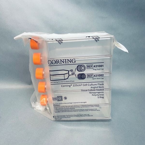 Corning Culture Flask 225 cm2 Canted Neck 850 ml with Vent Cap Case of 25 Flasks Lab Culture Flask Corning
