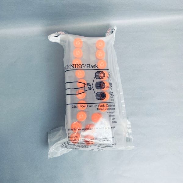 Corning Culture Flask 25 cm² Rectangular Canted Neck with Vent Cap Total of 40 Flasks Lab Flasks Corning