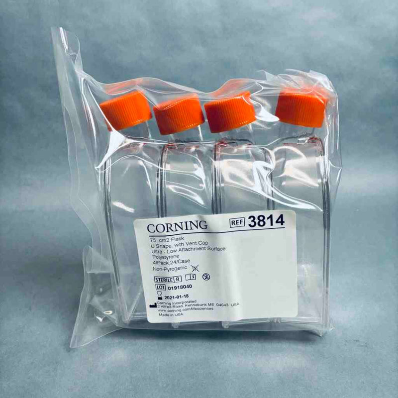 Corning Culture Flask 75 cm2 Vent Cap U-Shaped Sterile Ultra Low-Bind - Case of 24 Flasks Lab Culture Flask Corning