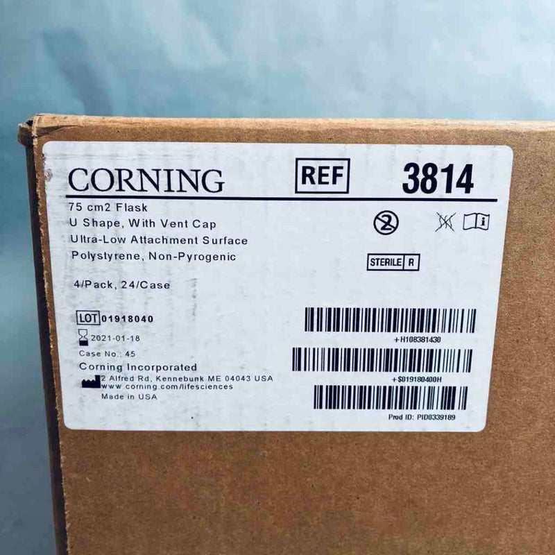 Corning Culture Flask 75 cm2 Vent Cap U-Shaped Sterile Ultra Low-Bind - Case of 24 Flasks Lab Culture Flask Corning