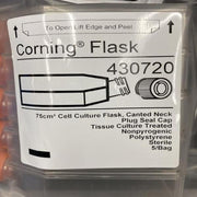 Corning Culture Flask U Shaped Canted Neck Plug Cap Total of 80 Flasks Lab Consumables::Tubes, Vials, and Flasks Corning