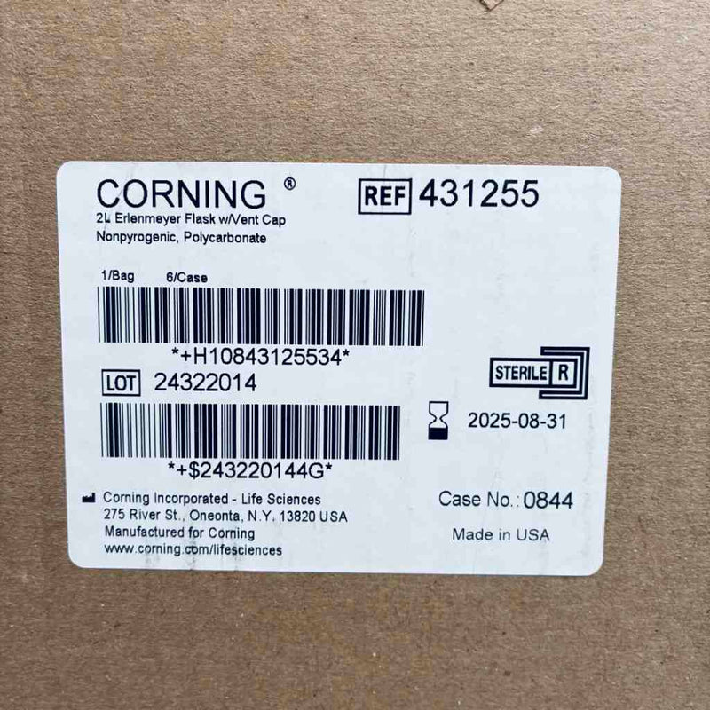 Corning Culture Flask with Vent Cap 2L Sterile Case of 6 Flasks Lab Culture Flask Corning