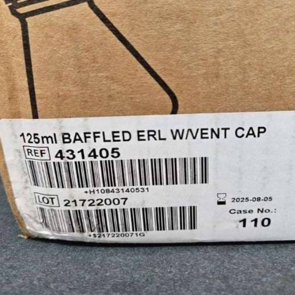 Corning Erlenmeyer Flask 125 ml Vent Cap Baffled Polycarbonate Case of 50 Flasks Lab Consumables::Tubes, Vials, and Flasks Corning