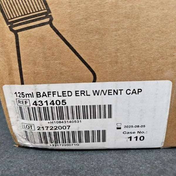 Corning Erlenmeyer Flask 125 ml Vent Cap Baffled Polycarbonate Case of 50 Flasks Lab Consumables::Tubes, Vials, and Flasks Corning