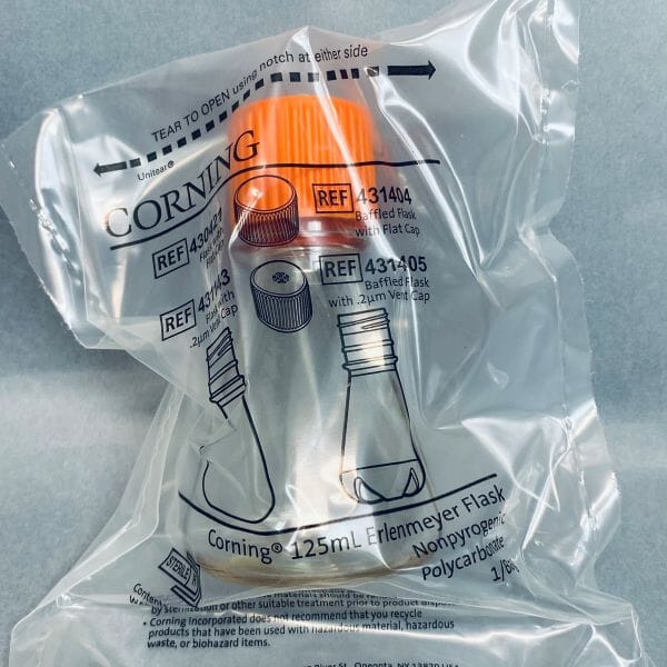 Corning Erlenmeyer Flask 125 ml with Vent Cap PC 50 Flasks Lab Culture Flask Corning