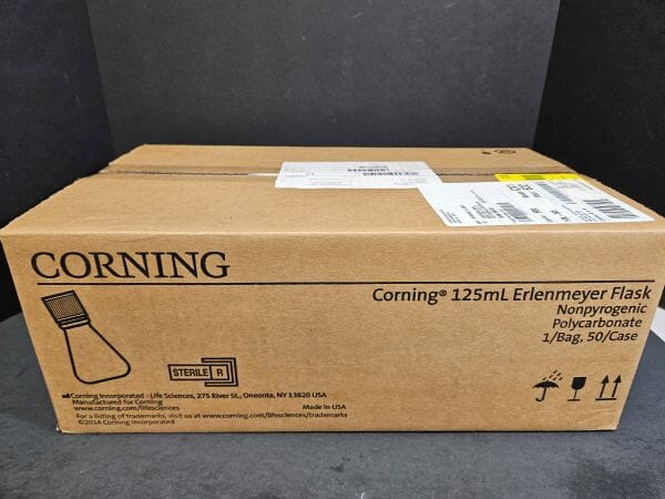 Corning Erlenmeyer Flask 125 ml with Vent Cap PC 50 Flasks Lab Culture Flask Corning