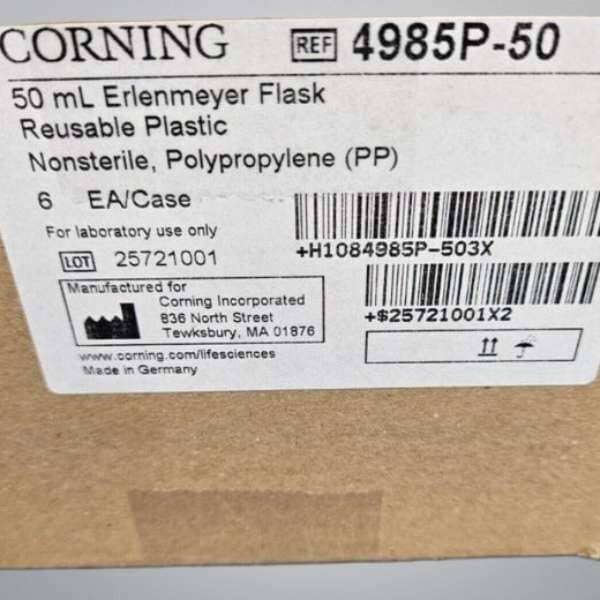 Corning Erlenmeyer Flask 50 ml Screw Cap Narrow Mouth PP Sealed 12 Flasks Lab Consumables::Tubes, Vials, and Flasks Corning