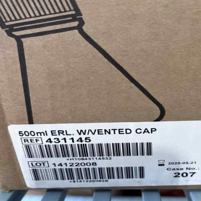 Corning Erlenmeyer Flask 500 ml with Vent Cap PC Case of 25 Flasks Lab Culture Flask Corning