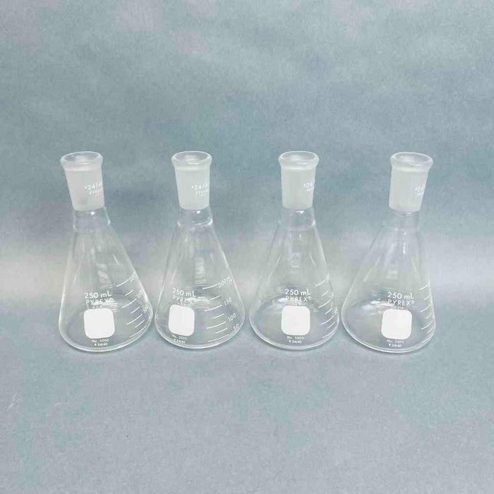 Corning Erlenmeyer Flask Narrow Mouth 250 ml 24/40 Joint Lot of 4 Flasks Lab Flasks Corning