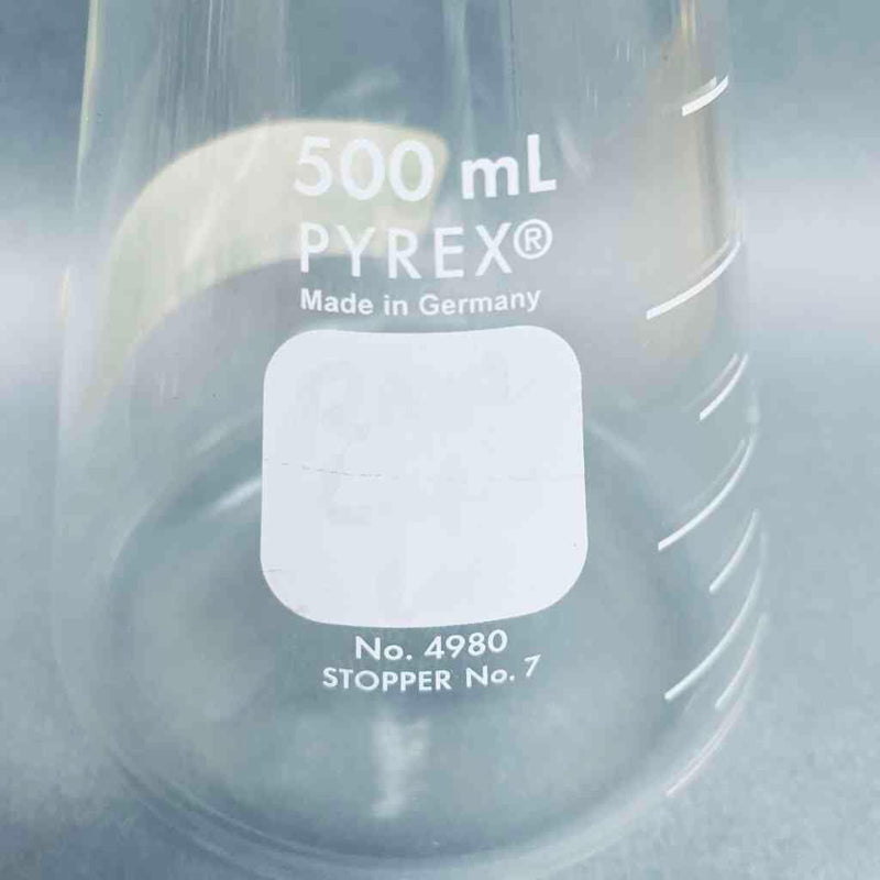 Corning Erlenmeyer Flask Pyrex 500 ml Narrow Mouth - Total of 6 Flasks Lab Flasks Corning