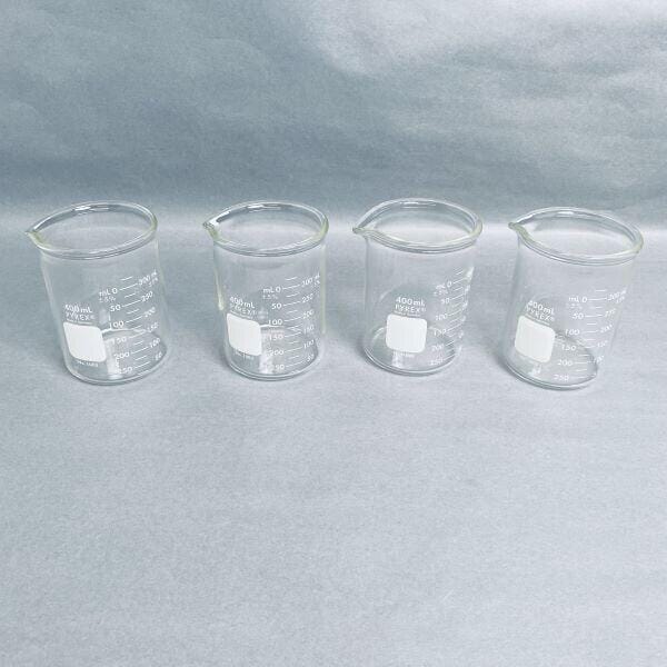 Corning Graduated Beaker 400 ml Pyrex Griffin Glass Lot of 4 Beakers Corning