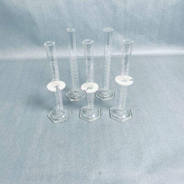 Corning Graduated Cylinder 25 ml Pyrex Glass Set of 5 Cylinders Glassware Corning