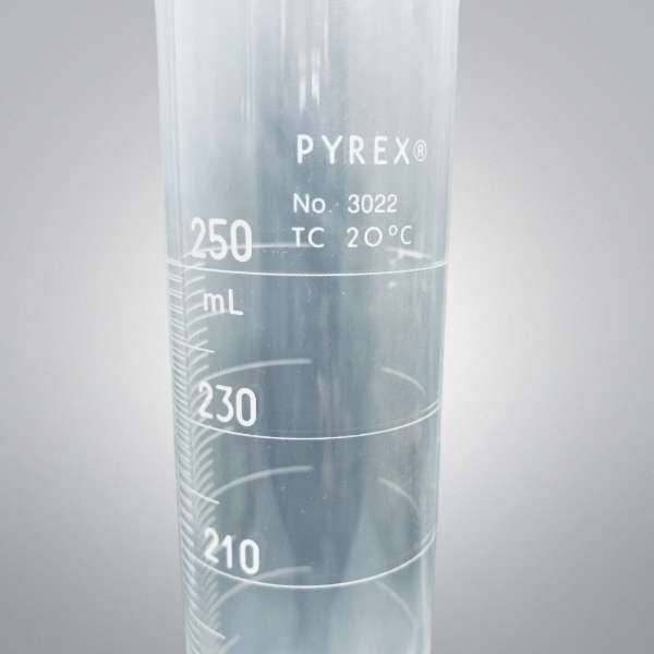 Corning Graduated Cylinder 250 ml Glass Total of 5 Cylinders Glassware Corning