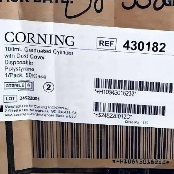 Corning Graduated Cylinder with Dust Cap 100 ml - Lot of 6 Cylinders Lab Consumables::Tubes, Vials, and Flasks Corning