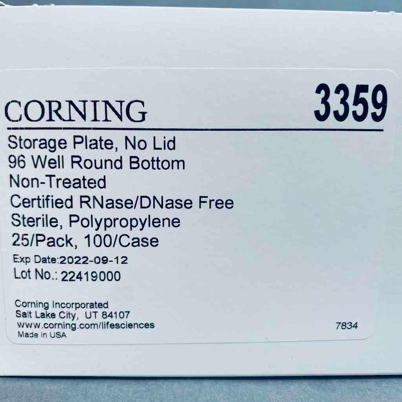 Corning Microplate 96 Well 330 ul Sterile Polypropylene Case of 100 Plates Petri Dishes/Culture Plates Corning