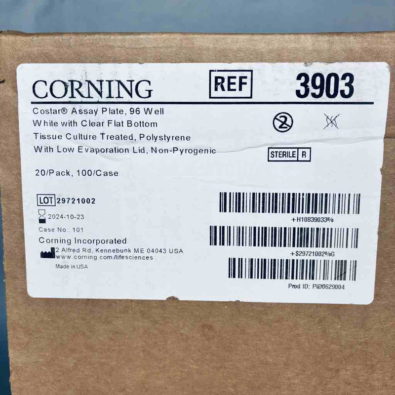 Corning Microplate with Lid 96 Well White Polystyrene Sterile Case of 100 Plates Microplates Corning