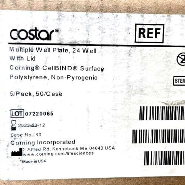 Corning Microplate with Lid CellBIND 24 Well 1.9 cm2 Growth Area 50 Plates Lab Consumables::Storage and Culture Plates Corning