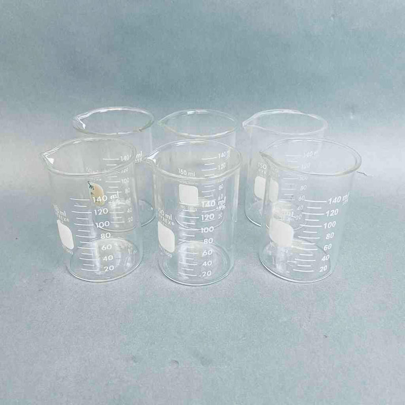Corning Pyrex Heavy Wall Griffin Beaker 150 ml Lot of 6 Flasks Beakers Corning