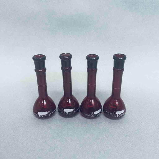 Corning Pyrex Low Actinic Volumetric Flask 10 ml Red Lot of 4 Flasks Glassware Corning
