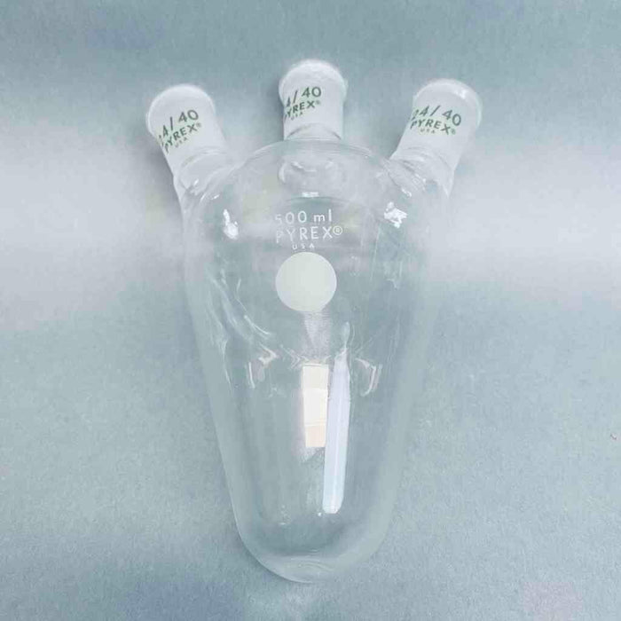 Corning Pyrex Pear Shaped Boiling Flask 500 ml 3 Neck with 24/40 Joints Jointed Glassware Corning
