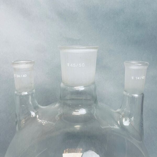 Corning Pyrex Round Bottom Flask Vertical 3 Neck Heavy Wall 5L CN 45/50 SN 24/40 Glassware Corning