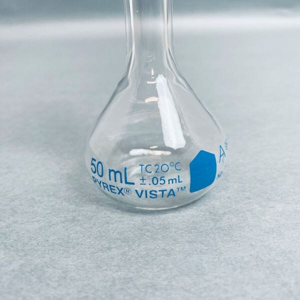 Corning Pyrex Vista Volumetric Flask 50 ml Class A Total of 4 Flasks Lab Flasks Corning