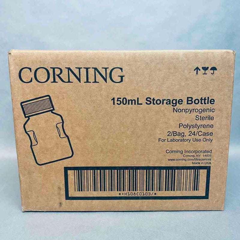 Corning Storage Bottle 150 ml Plug Seal Cap Sterile Polystyrene Lot of 48 Bottles Bottles Corning