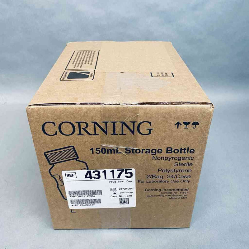Corning Storage Bottle 150 ml Plug Seal Cap Sterile Polystyrene Lot of 48 Bottles Bottles Corning