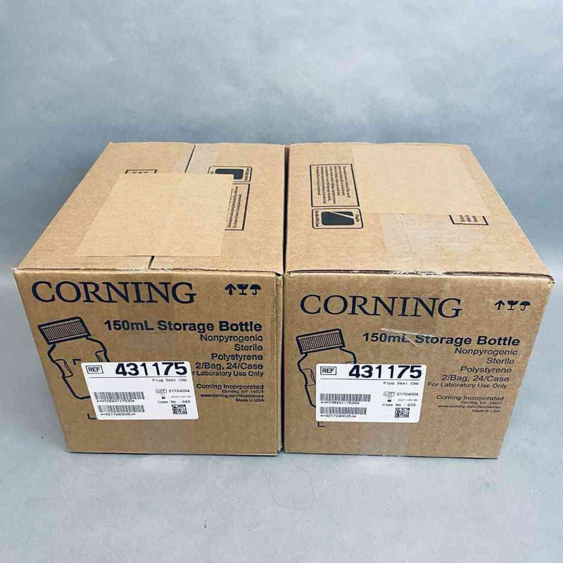 Corning Storage Bottle 150 ml Plug Seal Cap Sterile Polystyrene Lot of 48 Bottles Bottles Corning