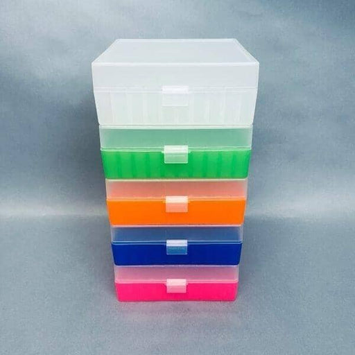 Corning Tube Storage Boxes, Labeled 100-Place, Assorted Colors - Lot of 5 Boxes Tube Racks Corning