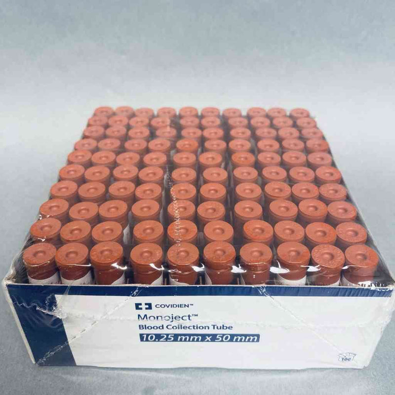 Covidien Monoject Blood Collection Tube 2 ml 10.25 mm x 50 mm 2 Packs of 100 Tubes Each Blood Collection Tubes Covidien